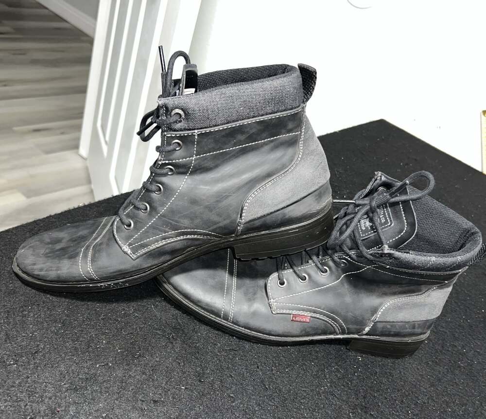 Levi’s Men’s Size 13 Black Denim Lace-Up Ankle Boots Casual Fashion Shoes